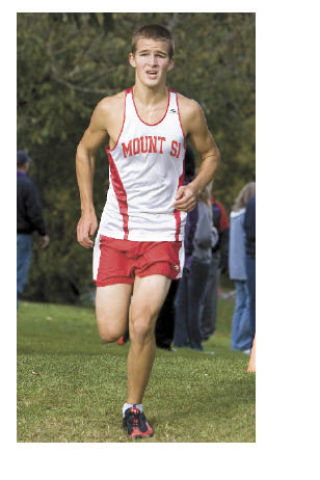 Junior Max McDevitt covers ground during Mount Si’s home meet on Wednesday