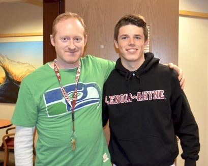 Cedarcrest Head Coach Zach Pittis with Chris Cole.