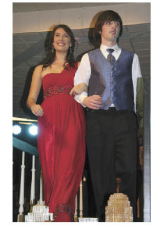 Ana Rosas and Connor Hollis show off dressy duds at a fashion show organized by a marketing class.