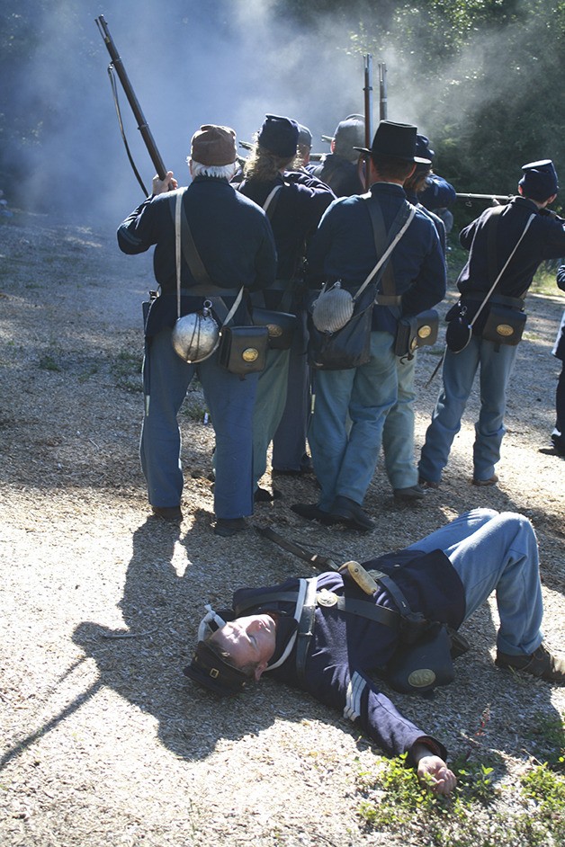 Civil War re-enactors in Snoqualmie leave a 'casualty' behind during a preview event last September