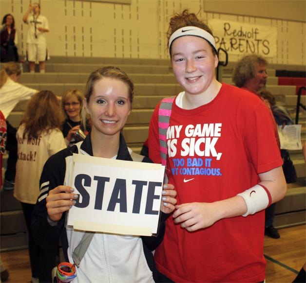 Seniors ready for state: Cedarcrest guard Sarah Stauffer and post Kailyn Campbell.
