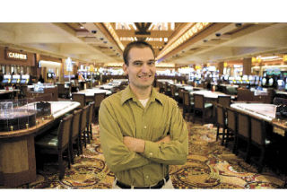 Gaming tables surround Snoqualmie Tribal Administrator Matt Mattson on opening day for the new Snoqualmie Casino. Mattson describes the Tribe’s casino venture as a move that will bring prosperity to the Snoqualmies and the Valley. Pictured above