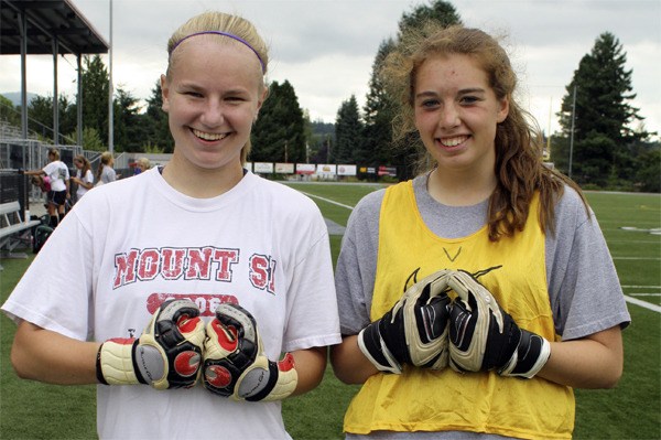 Senior Sophie Rockow and junior Courtney Cowan will share goalkeeper duties this fall on the Mount Si soccer team.