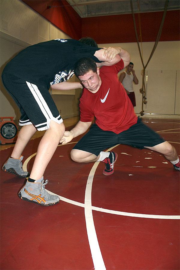 Grappling during practice