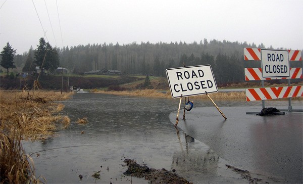 High water covers Snoqualmie River Road near Fall City on Friday