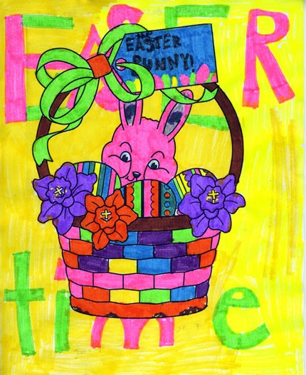 Anthony Olsen colored a bright Easter drawing that took top votes by Record staff during the annual contest.