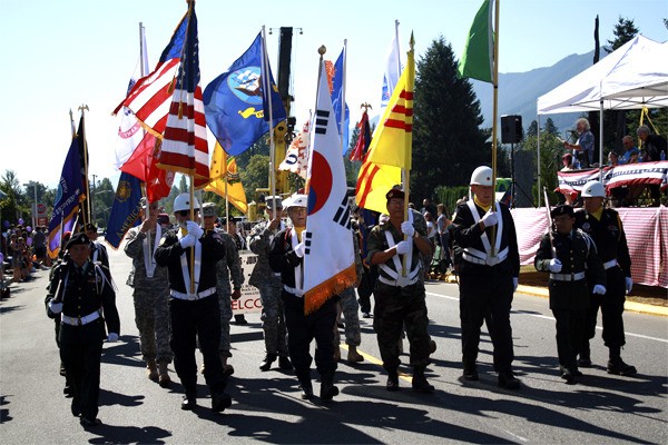 A Valley veteran's color guard that included units honoring Korean and Vietnamese soldiers led the Railroad Days parade.