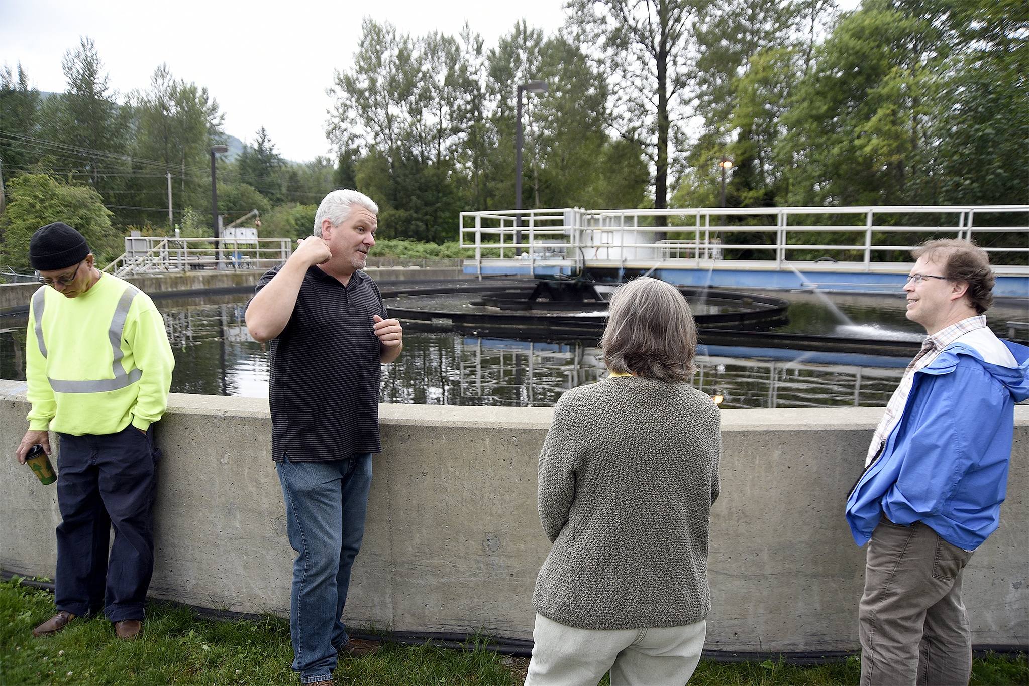 Carol Ladwig/Staff PhotoNorth Bend Wastewater Treatment Plant Manager Mark Fogle describes the workings of the 500