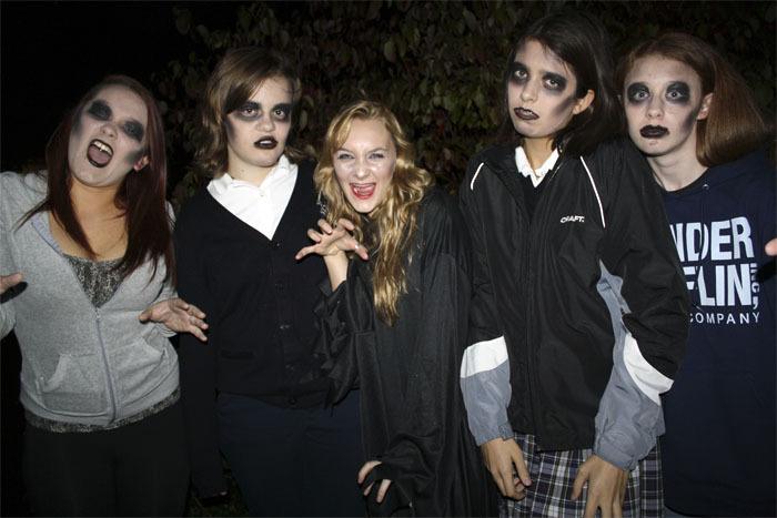 Made up as four zombies and one vampire