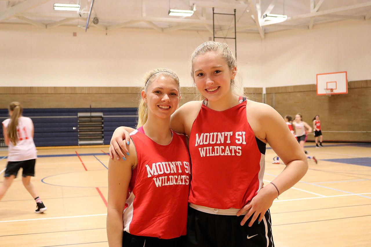 Girls Basketball captains Emma Smith and Scout Turner. (Evan Pappas/Staff Photo)