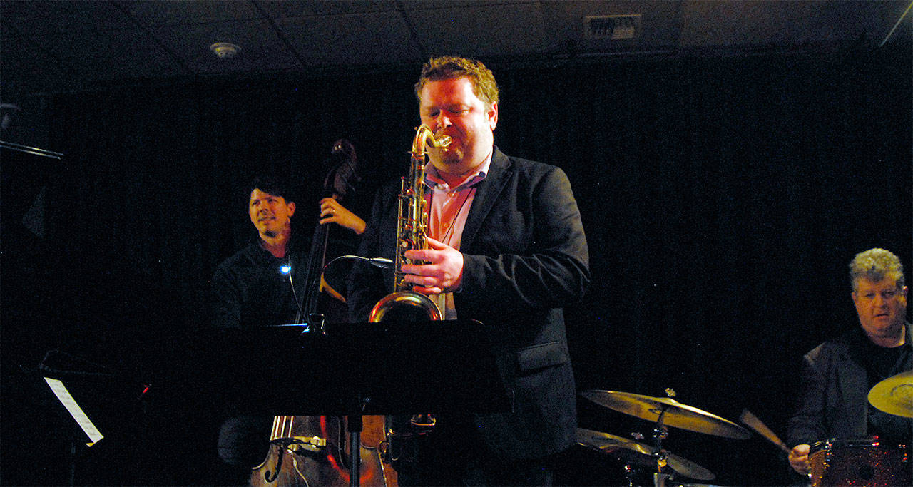 Alexey Nikolaev solos in the 2015 Jazz Walk. This year’s he’s back, with two Student Supergroups: the Max Cannella Trio and the George Fremont Trio.                                File Photo