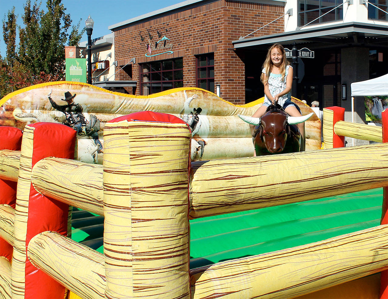 A mechanical bull ride was a popular inflatable attraction at the Snoqualmie Valley Block Party. (Courtesy Photo)