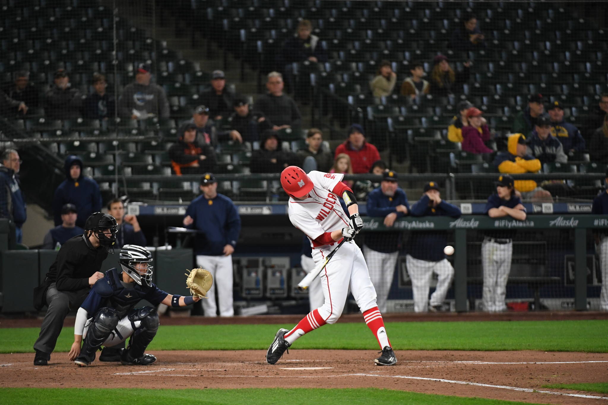 Mount Si senior Will Scott homers during the Wildcats’ annual Safeco Field game on Saturday. On senior day, Mount Si beat West Seattle, 13-2. Photo courtesy of Calder Productions