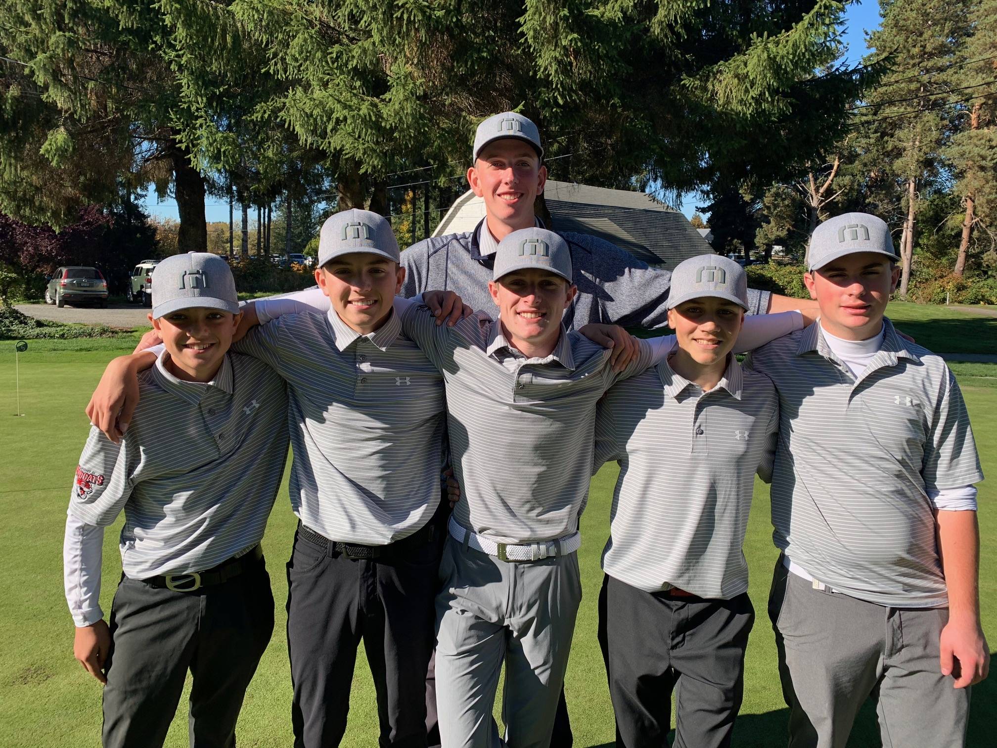 Mount Si High golfers pictured at the 4A KingCo tournament are, top, Robbie Nielsen, and left to right, Hogan Warford, Drew Warford, Cole Bostwick, Cooper Neil and Noah Lange. Courtesy photo