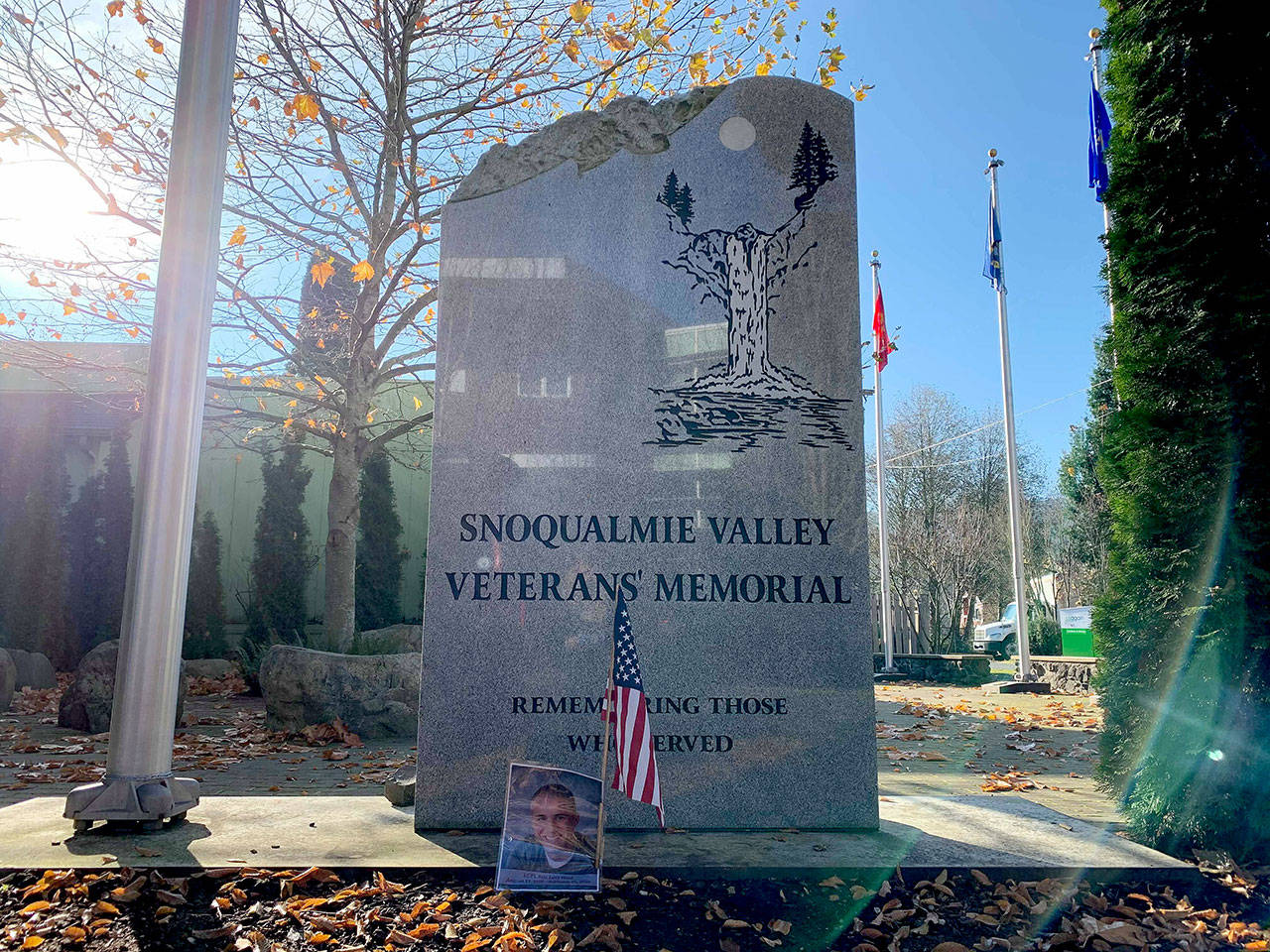 The Snoqualmie Valley Veterans Memorial recognizes all veterans from the Valley. Natalie DeFord/staff photo