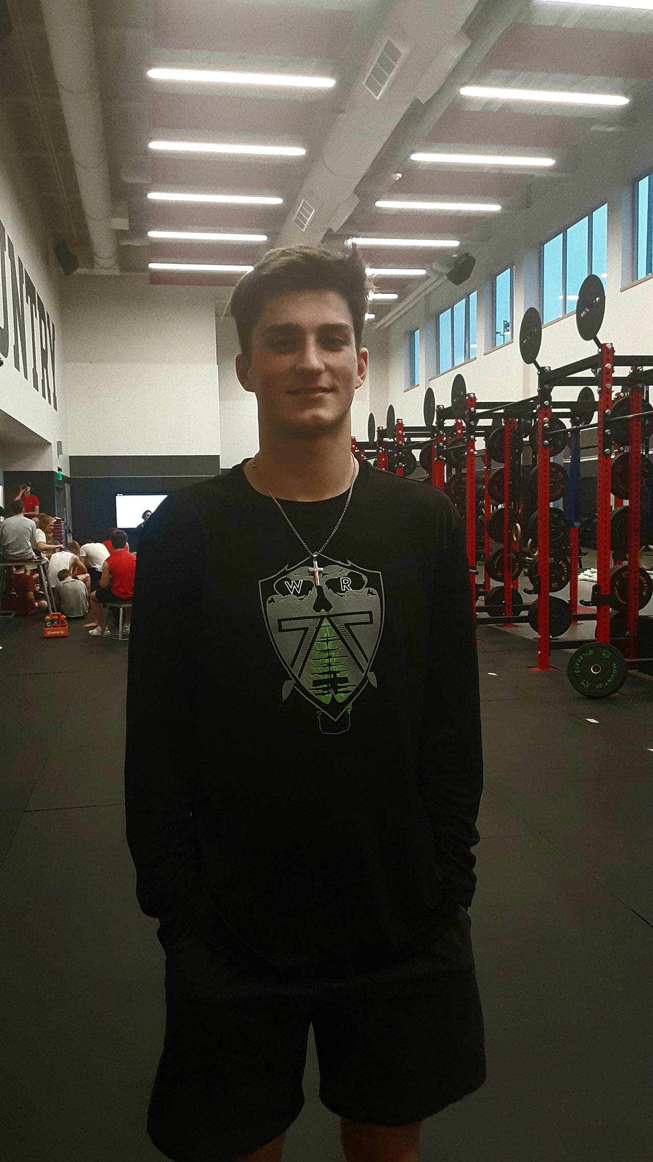 Mount Si’s Brayden Holt stands in the Wildcats’ weight room before a training session. Andy Nystrom/ staff photo