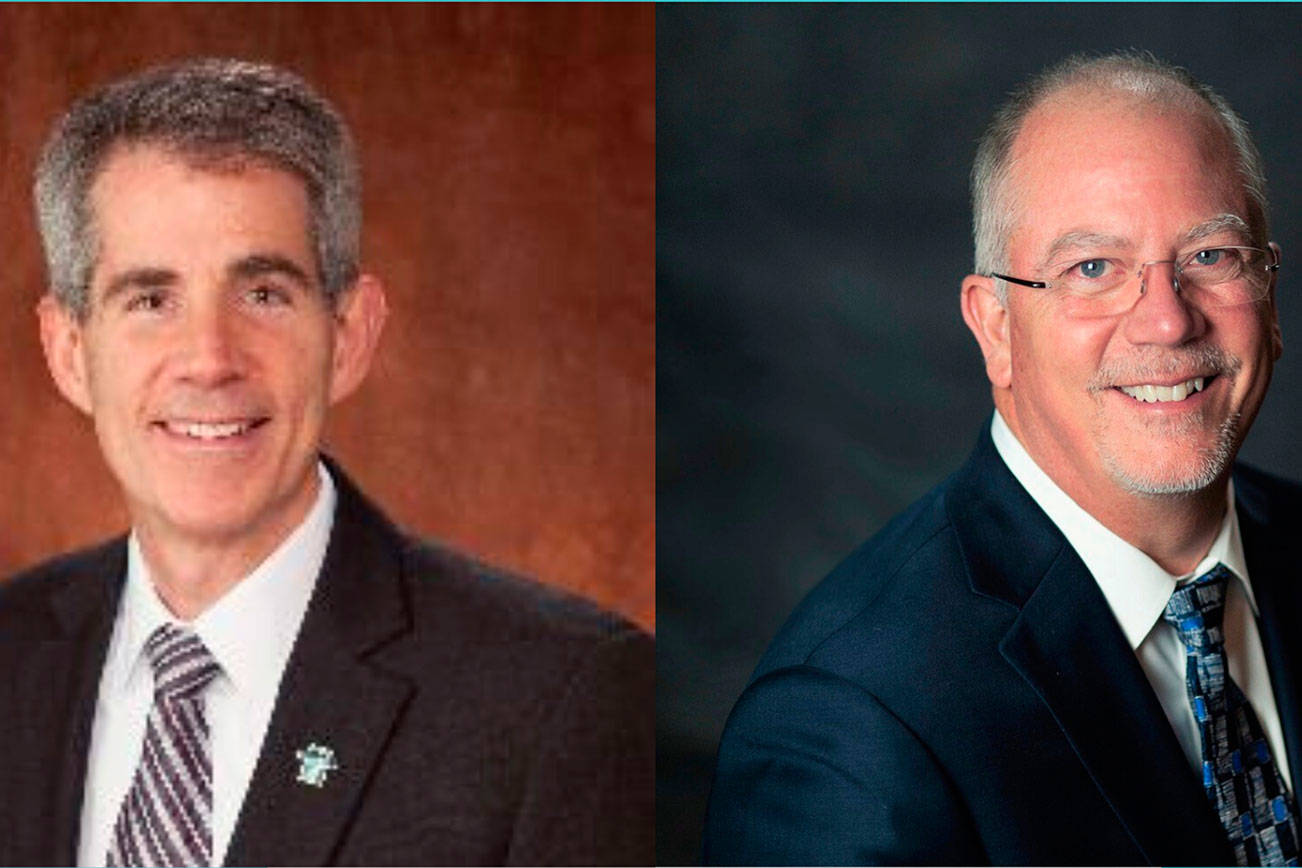 Pictured: Snoqualmie Mayor Matt Larson, left, and North Bend Mayor Rob McFarland. Courtesy photo