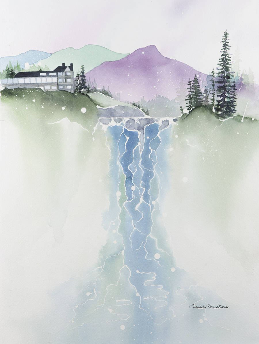 Snoqualmie Falls; Watercolor by Cecelia Williams. The Art Gallery of Sno Valley hosts workshops for artists of all levels.