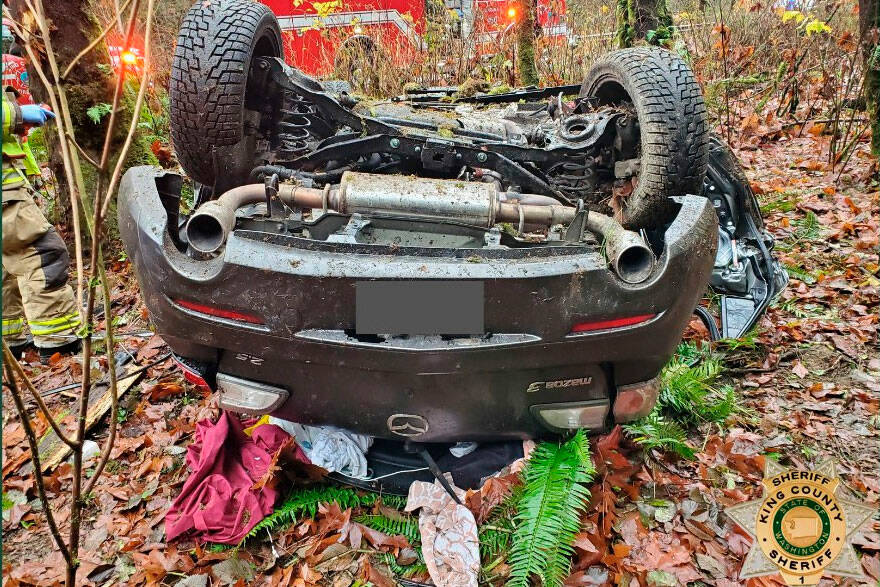 Aftermath of crash at intersection of NE Woodinville Duvall Road and West Snoqualmie Valley Road (Screenshot from King County Sheriff's Office Facebook account)