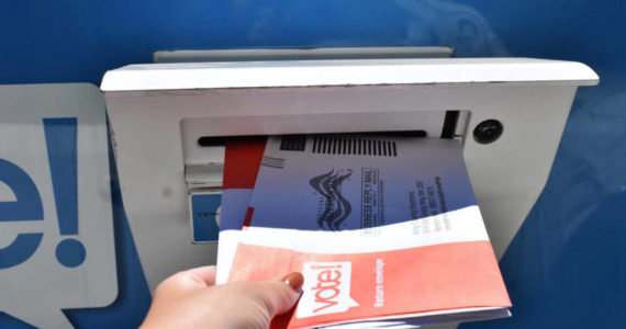 A King County Elections ballot drop box.