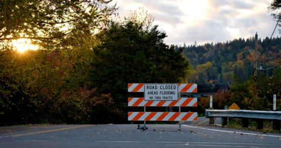 File photo by Conor Wilson/Valley Record. Road in Carnation closed due to flooding.