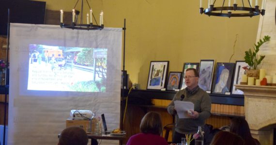 Northwest Railway Museum Executive Director, Richard Anderson, gives a presentation about the museum’s history, impact on local tourism and economic growth at a SnoValley Chamber of Commerce Luncheon on Feb. 23. Photo Conor Wilson/Valley Record.