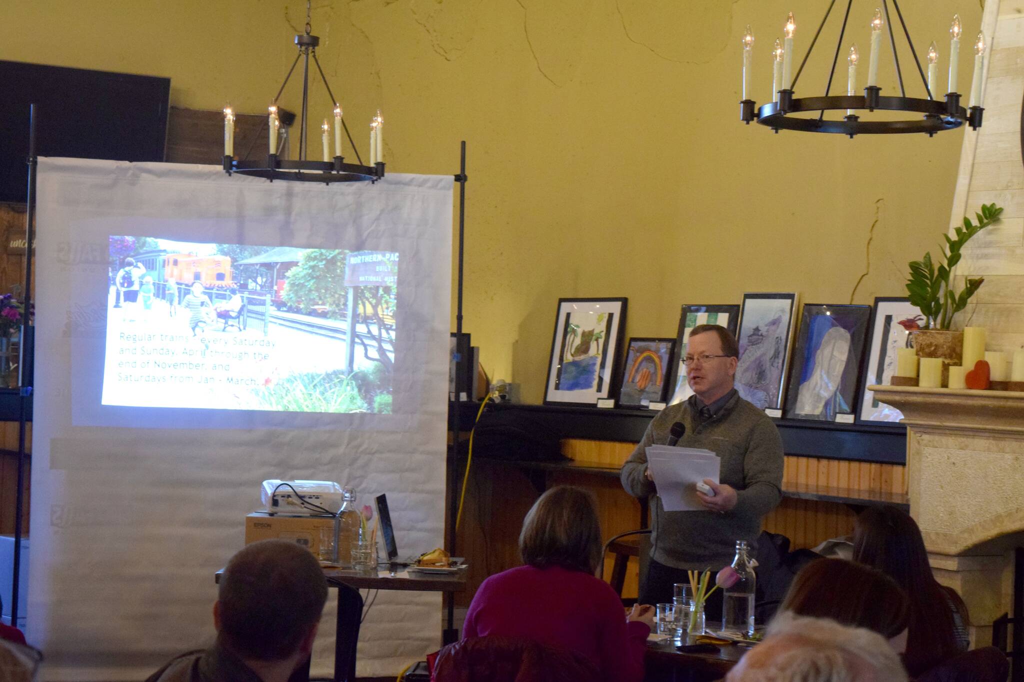 Northwest Railway Museum Executive Director, Richard Anderson, gives a presentation about the museum’s history, impact on local tourism and economic growth at a SnoValley Chamber of Commerce Luncheon on Feb. 23. Photo Conor Wilson/Valley Record.