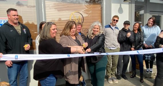 Messa Group Real Estate hosts a ribbon cutting with the SnoValley Chamber on April 28 to celebrate their new office located at 8224 Railroad Avenue in Snoqualmie. Photo William Shaw/Valley Record.