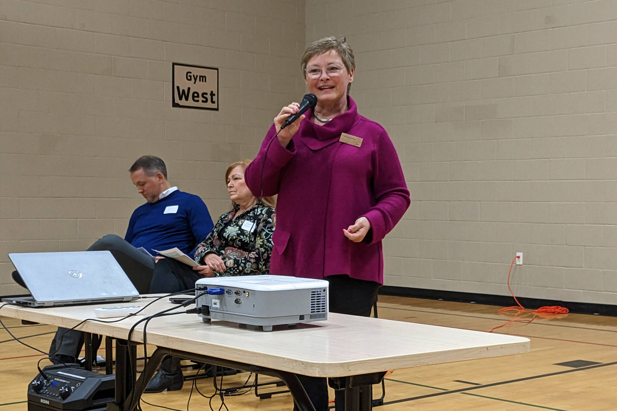 King County Councilmember Sarah Perry speaks at town hall in Snoqualmie on Feb. 9. Photo by Conor Wilson/Valley Record