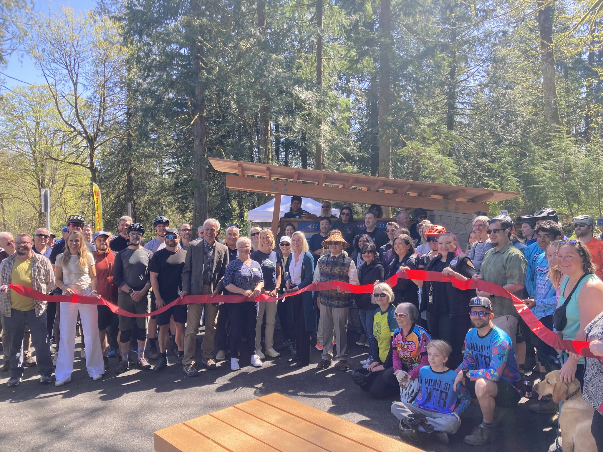 North Bend Mayor Mary Miller cut the ribbon at Tennant Trailhead Park on April 19. Photo by Mallory Kruml/Valley Record