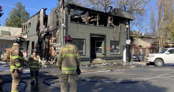 Scene of the April 14 fire at 8102 Railroad Avenue SE. (Photo by Mallory Kruml/Valley Record)