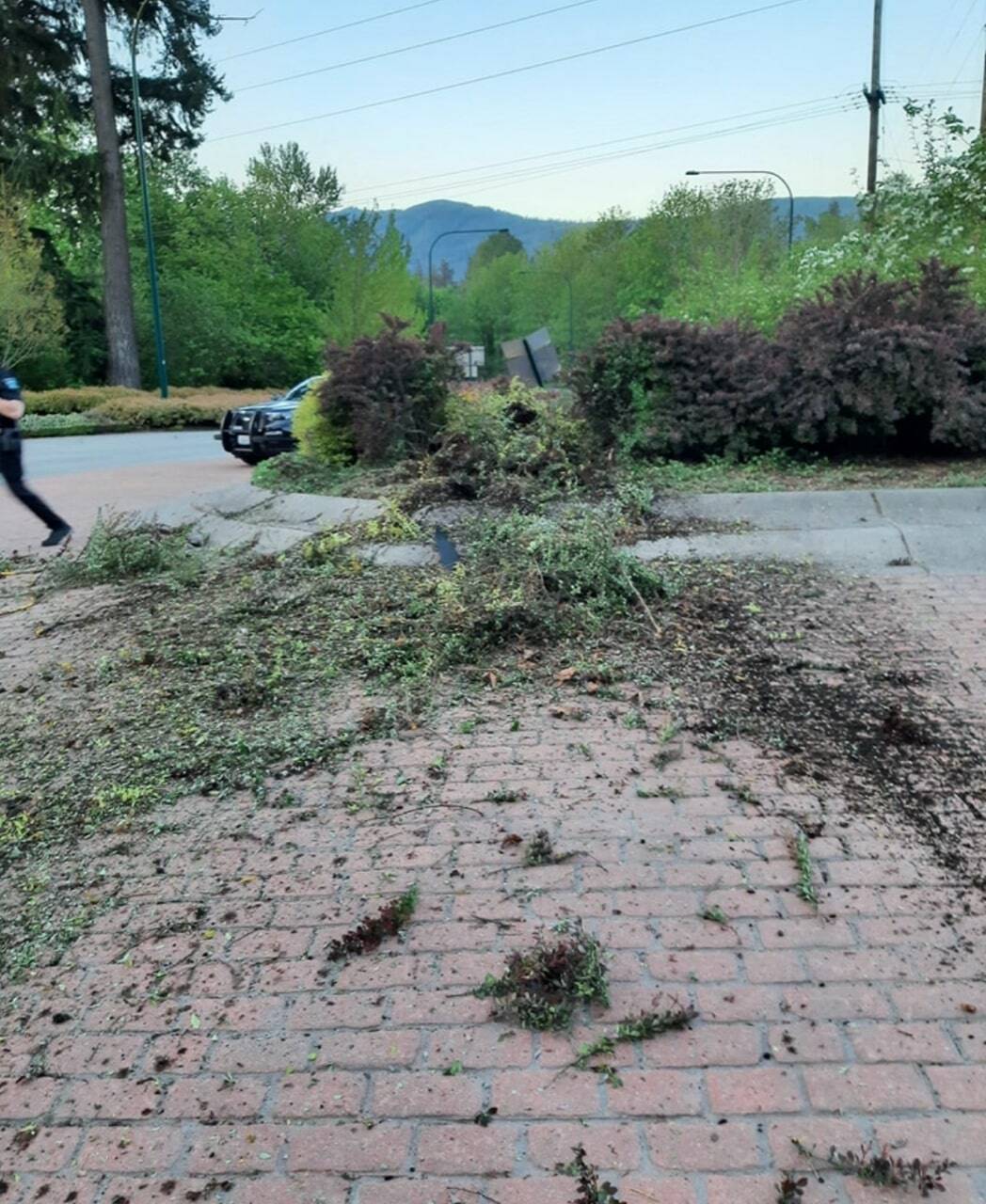 Snoqualmie police responded May 12 to the 4800 block of Southeast Tokul Road where the driver of a Tesla Cybertruck damaged a roundabout by “monstertrucking.” Police found the vehicle with heavy damage and arrested the driver for DUI and hit and run. Photo courtesy of Snoqualmie Police Department