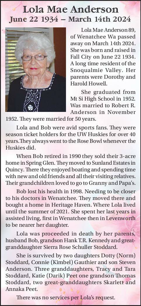 Lola Mae Anderson | Obituary