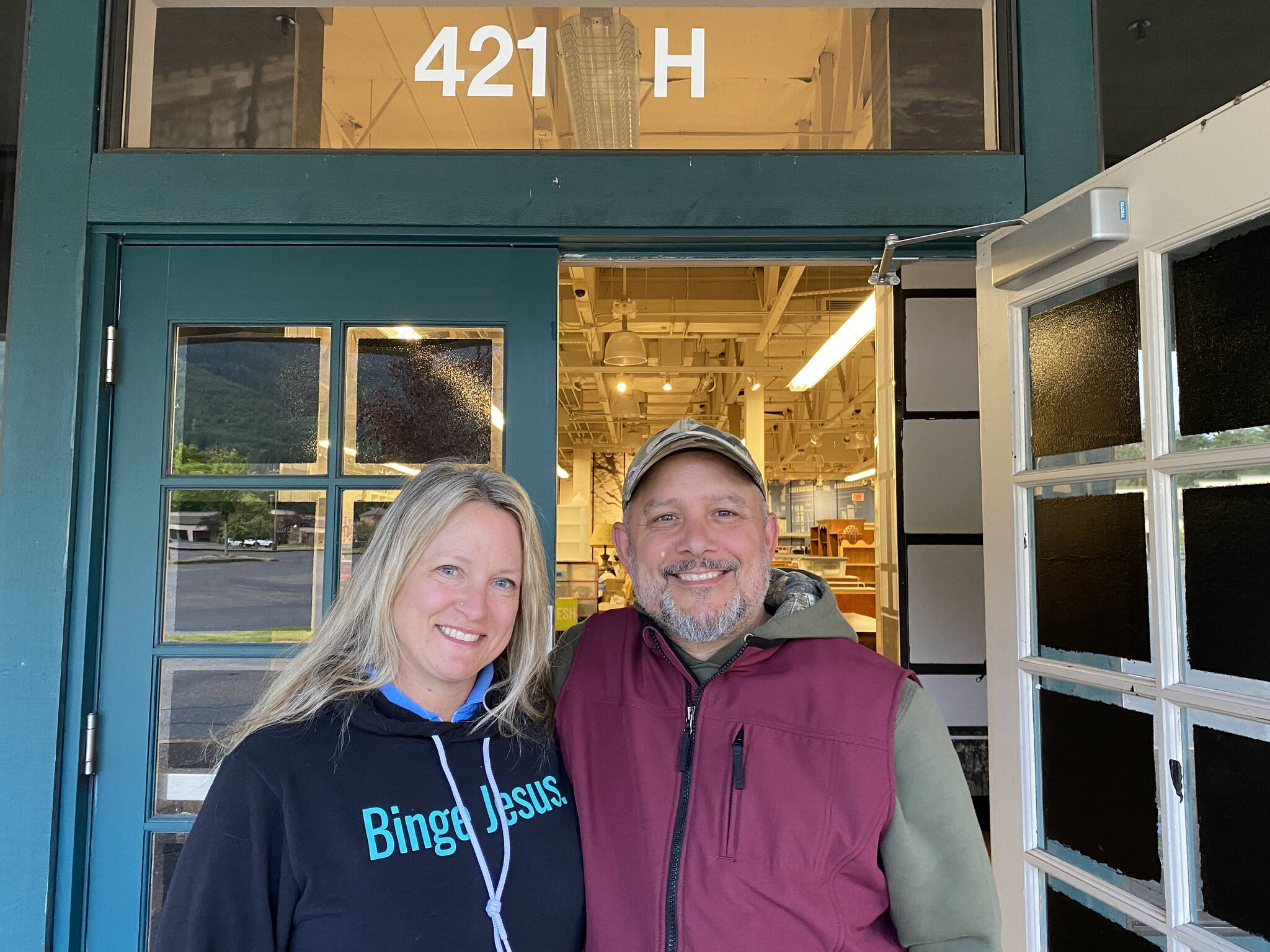 Lena and Don Baunsgard at the new Treasures in Heaven location at the North Bend Outlets. Photo courtesy of Treasures in Heaven