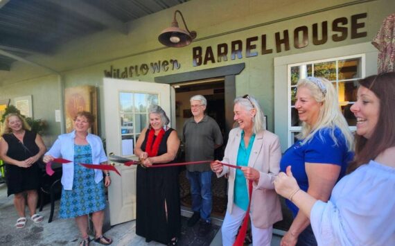 North Bend Mayor Mary Miller stopped by Wildflower Barrelhouse on July 13 to celebrate the wine bar’s ribbon cutting and grand opening. Photo courtesy of the SnoValley Chamber of Commerce