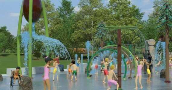 A rendering of what the splash pad will look like come August at Snoqualmie Community Park. (Photo courtesy of the City of Snoqualmie)