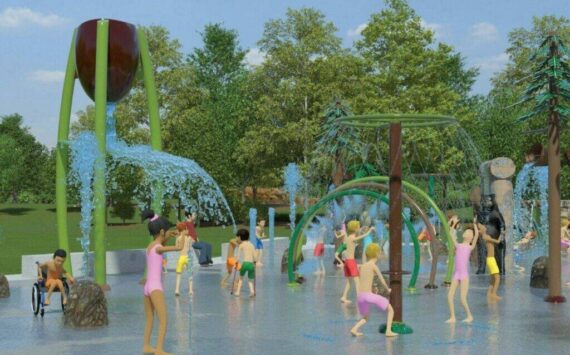 A rendering of what the splash pad will look like come August at Snoqualmie Community Park. (Photo courtesy of the City of Snoqualmie)