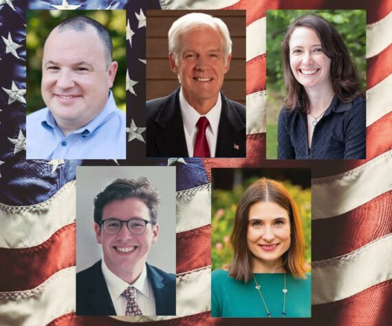 Legislative District 5 candidates Jason Ritchie, Mark Hargrove, Kristiana de Leon, Landon Halverson, and Victoria Hunt. Contributed photos