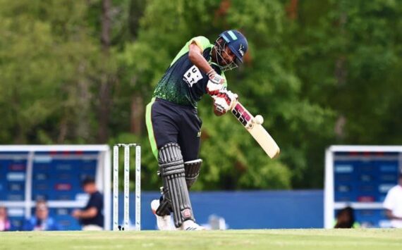 Harmeet Singh with the bat during MLC 2 for the Seattle Orcas. Image credit: Major League Cricket.