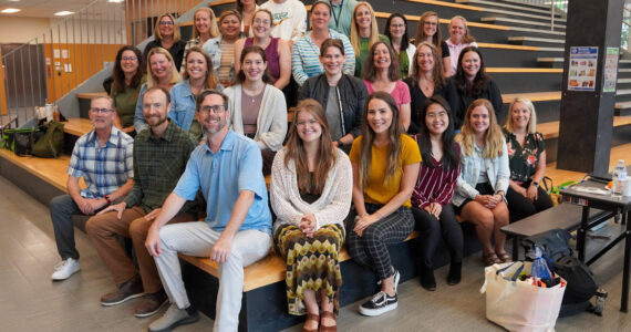 This year’s batch of new Snoqualmie Valley School District staff were welcomed at new employee orientation on Aug. 12. Each new teacher received a welcome bag put together by the SnoValley Chamber of Commerce and filled with goodies from businesses around the Valley. (Photo courtesy of Snoqualmie Valley School District)