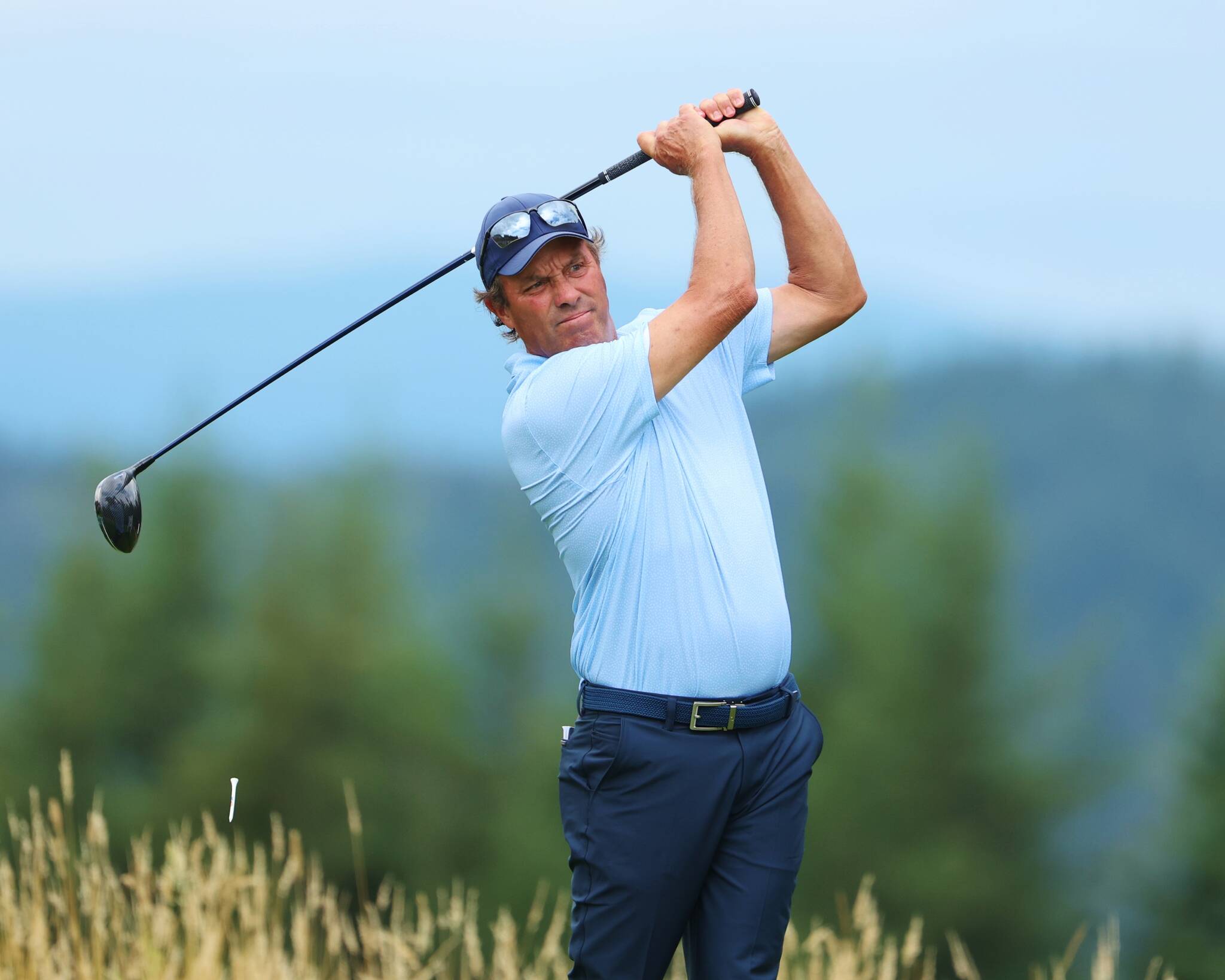 The 19th annual Boeing Classic teed off tournament week at the Club at Snoqualmie Ridge on Aug. 6. One of 28 PGA Tour Champion events worldwide and the only annual tour event in the Pacific Northwest, the Boeing Classic featured 78 male golfers over 50 competing in a 54-hole tournament for a $2.2 million purse. Pictured: Boeing Classic Tournament Champion Stephen Ames teeing off on Aug. 11. (Photo courtesy of Virginia Mason Franciscan Health)