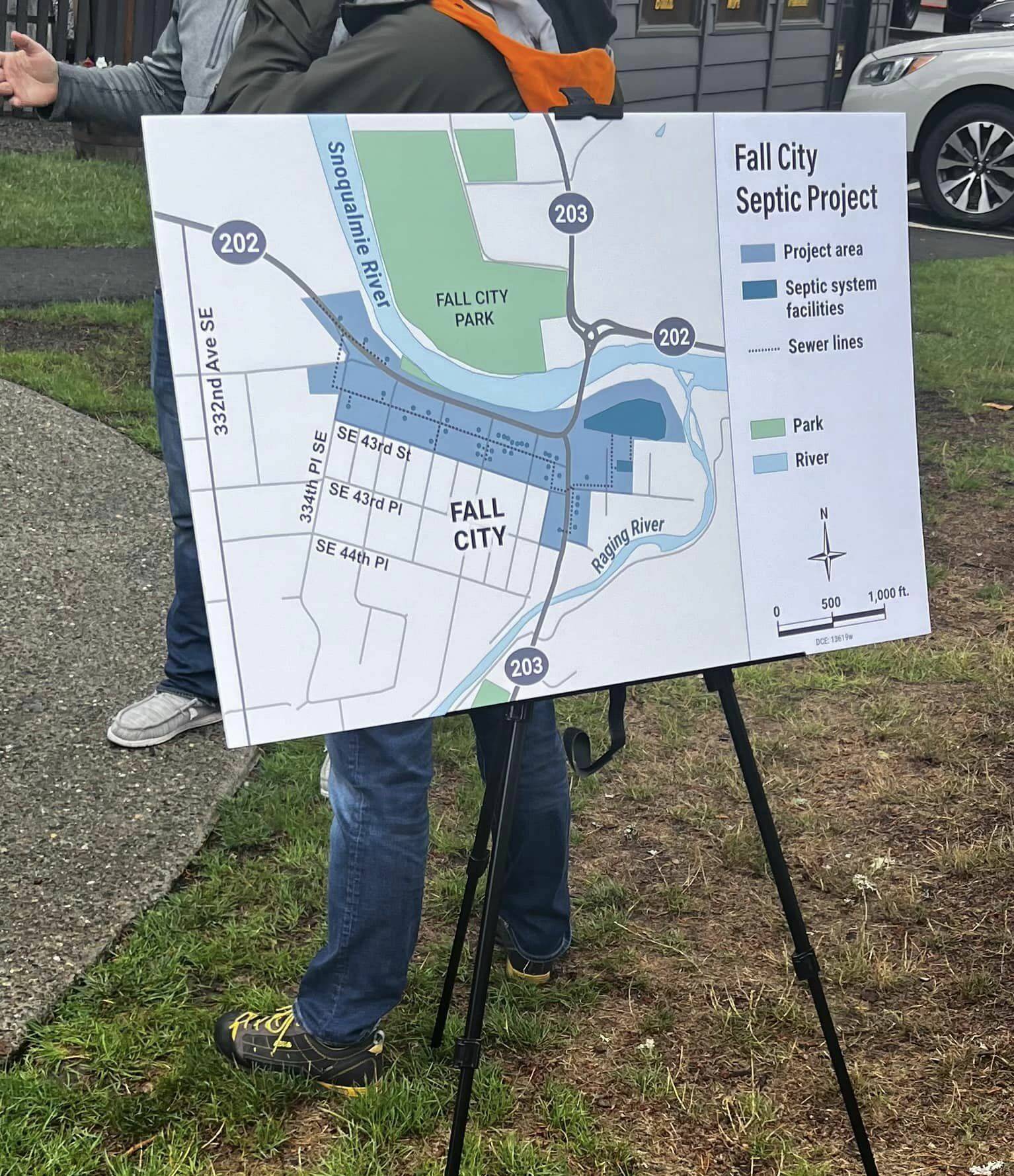 A map of the Fall City Septic Project. Photo by Mallory Kruml/Valley Record