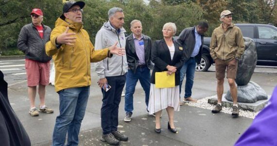 King County Capital Program Manager and Fall City resident Jeff Wilson lead a tour of the city and how the new septic system will change operations. Photo by Mallory Kruml/Valley Record