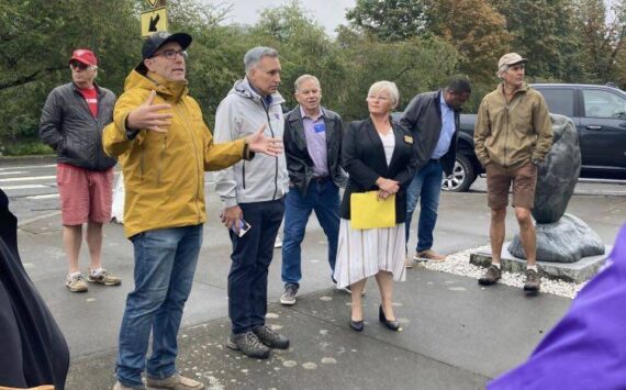 King County Capital Program Manager and Fall City resident Jeff Wilson lead a tour of the city and how the new septic system will change operations. Photo by Mallory Kruml/Valley Record