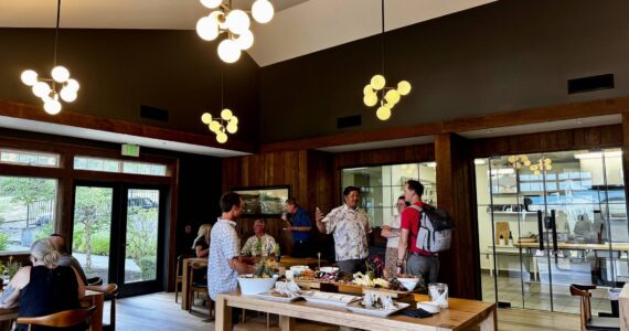 Carnation Farms staff members gather with their family and friends at the Farmview Kitchen’s soft opening Aug. 14, 2024. Photos by Grace Gorenflo/For the Valley Record