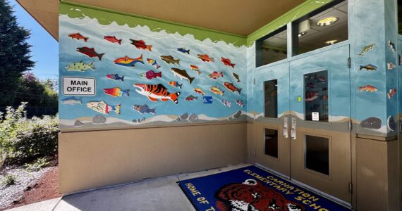 Ceramic fish swim past the front door of Carnation Elementary. Photos by Grace Gorenflo/For the Valley Record