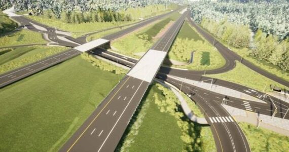 A rendering of the diverging diamond interchange. (Photo courtesy of WSDOT)