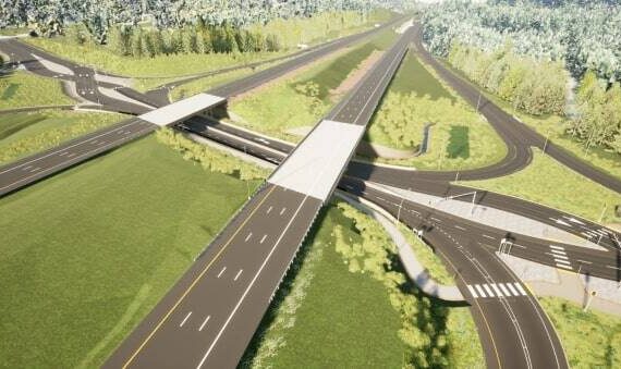 A rendering of the diverging diamond interchange. (Photo courtesy of WSDOT)