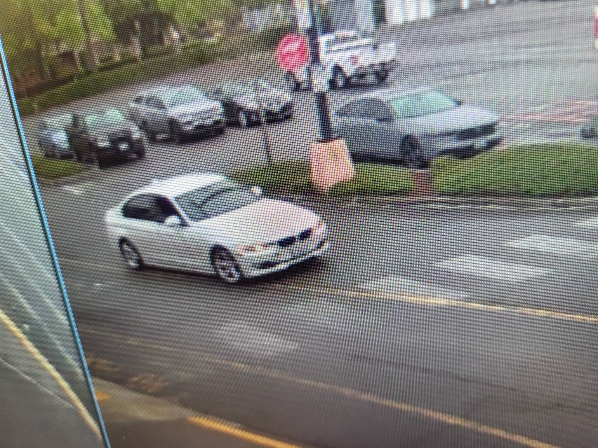 The white, four-door BMW sedan driven by the suspects. (Photos courtesy of the Snoqualmie Police Department)