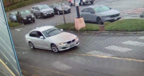 The white, four-door BMW sedan driven by the suspects. (Photos courtesy of the Snoqualmie Police Department)